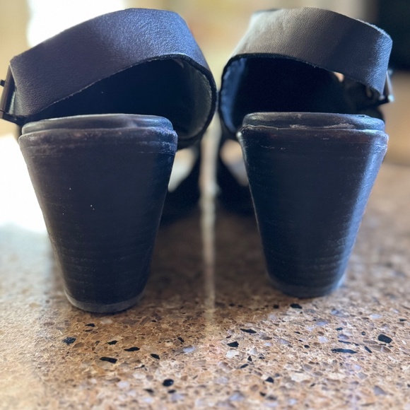 Eileen Fisher GLANCE black leather slingback mule with open toe size 10 - Picture 5 of 7